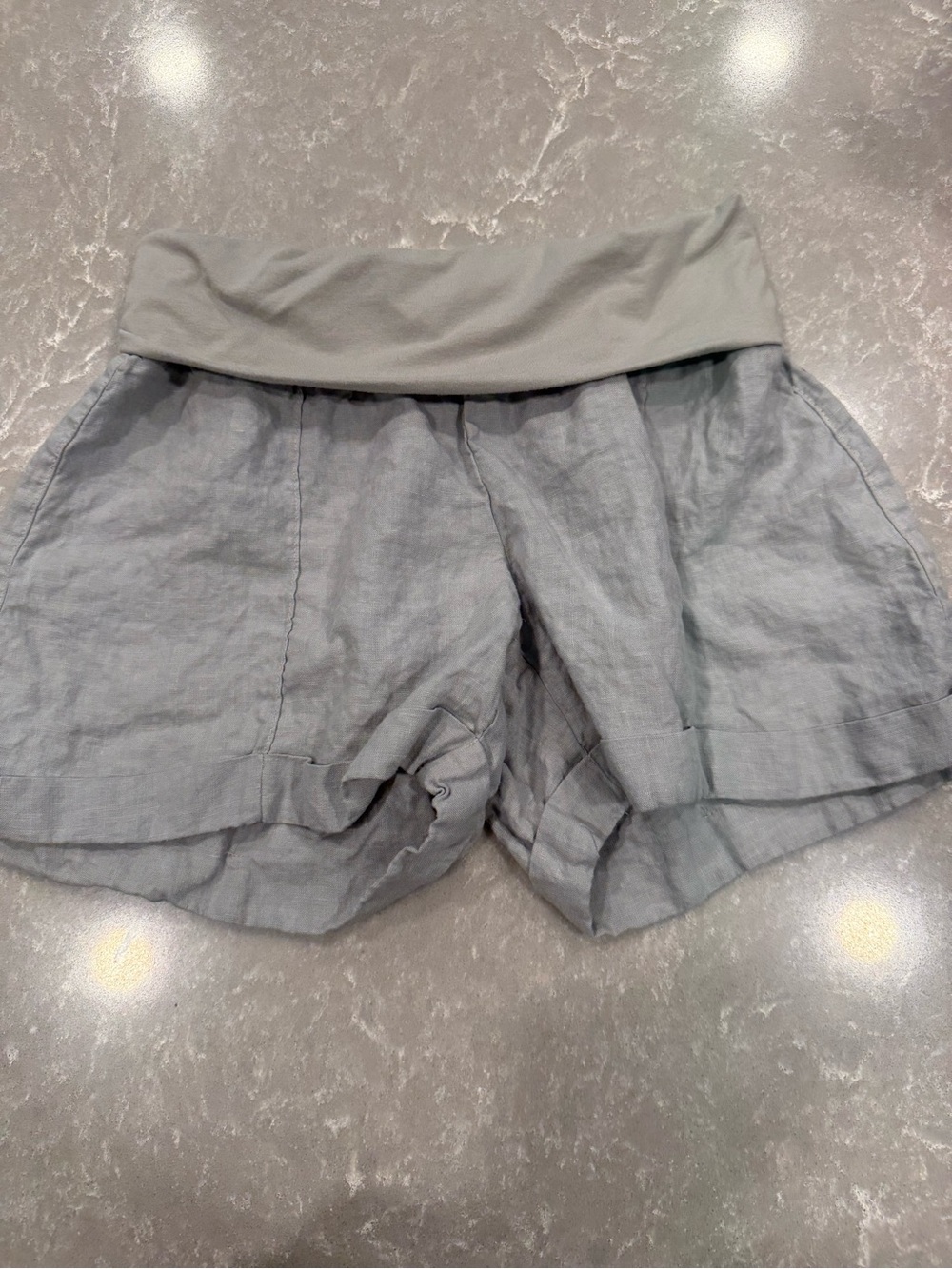 Fresh Laundry Gray Linen Fold Over Waist Shorts Women’s Size M Lightweight